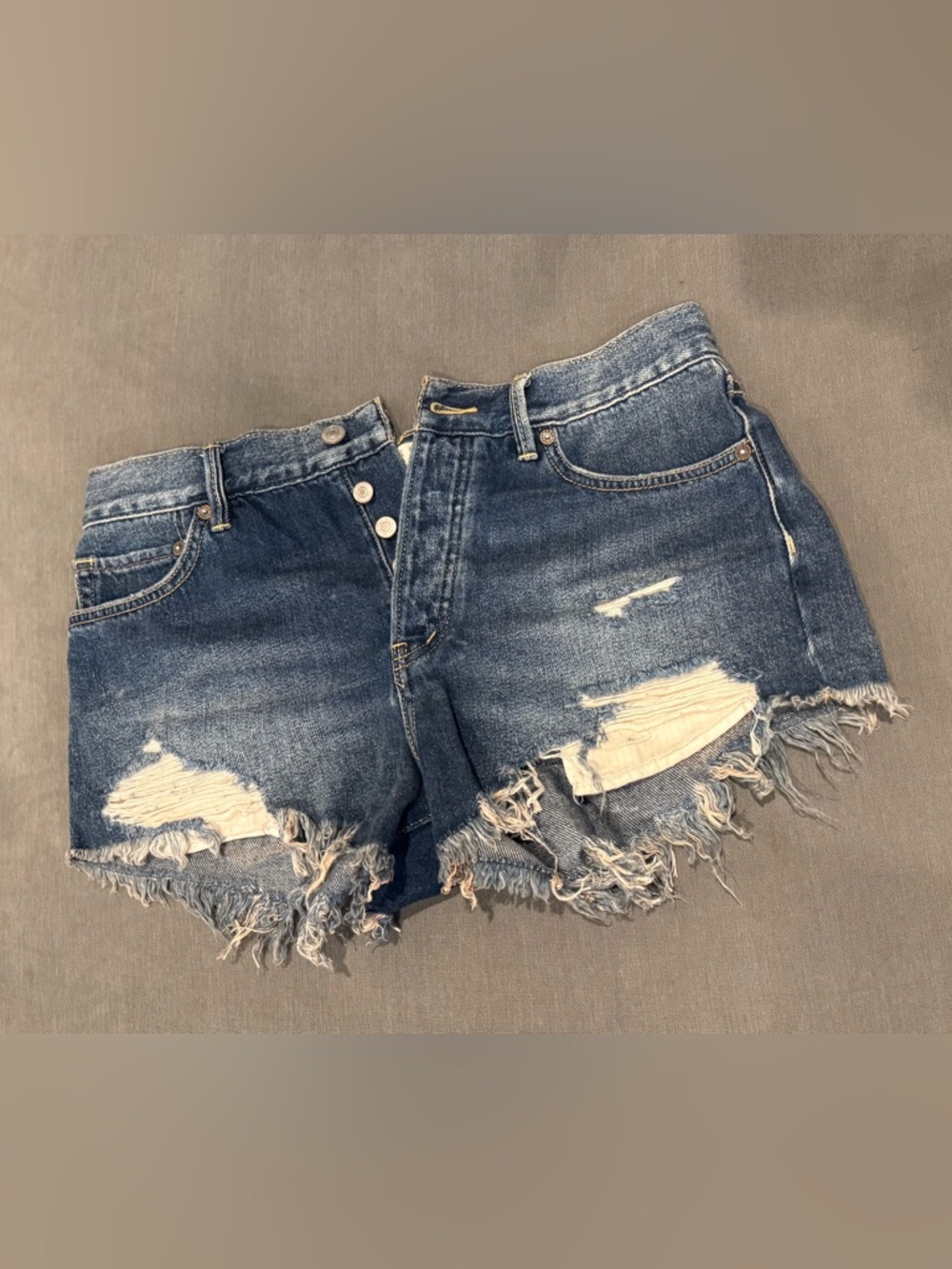 We The Free Distressed Dark Blue Jean Cutoff Shorts